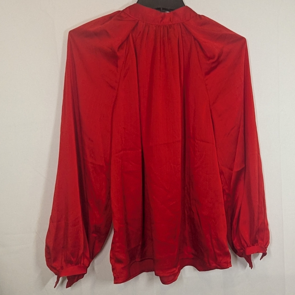 Red Satin Tie-Back Blouse Size S (4-6) – Scoop Women’s Long Sleeve NWT